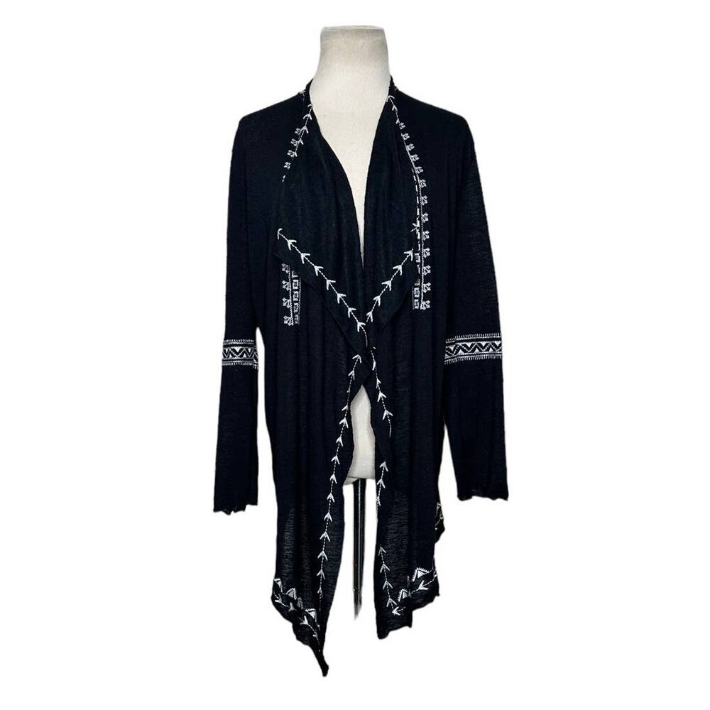 Haute Project Los Angeles black white embroidered asymmetrical cardigan size M